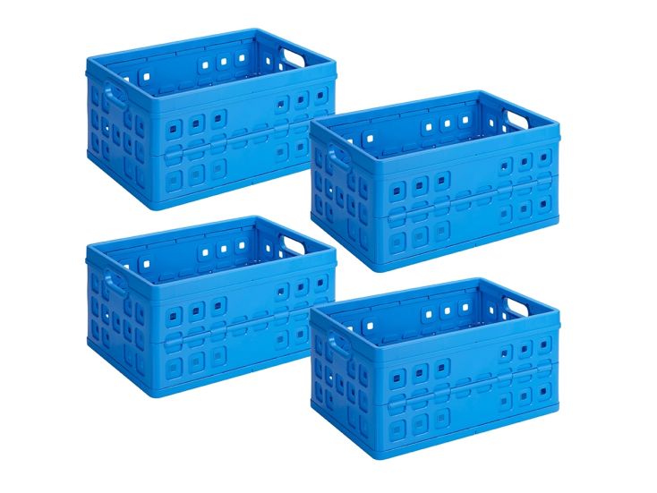 Sunware Square 46 liter set van 4 vouwkratten - Blue