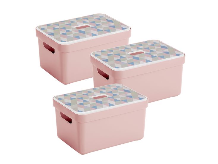 Sunware Sigma 13 liter Pink Triangel box met deksels - 3 stuks