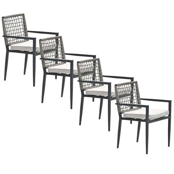 Garden Impressions Burela taupe - 4 stuks tuinstoel