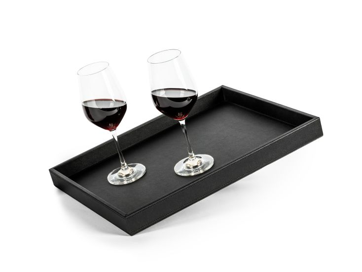 Silwy zwart lederlook metalen dienblad