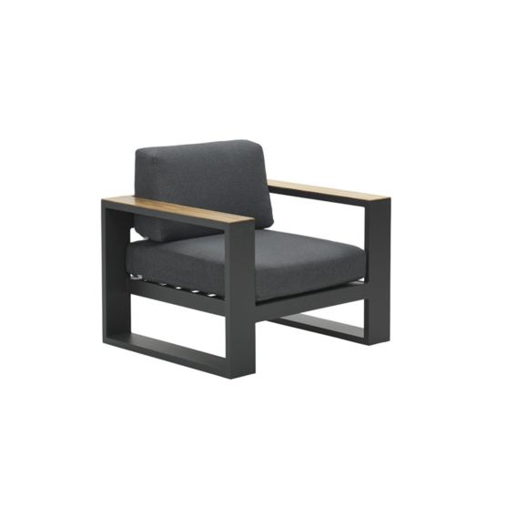 Garden Impressions Plaza donker grijs teak look loungestoel
