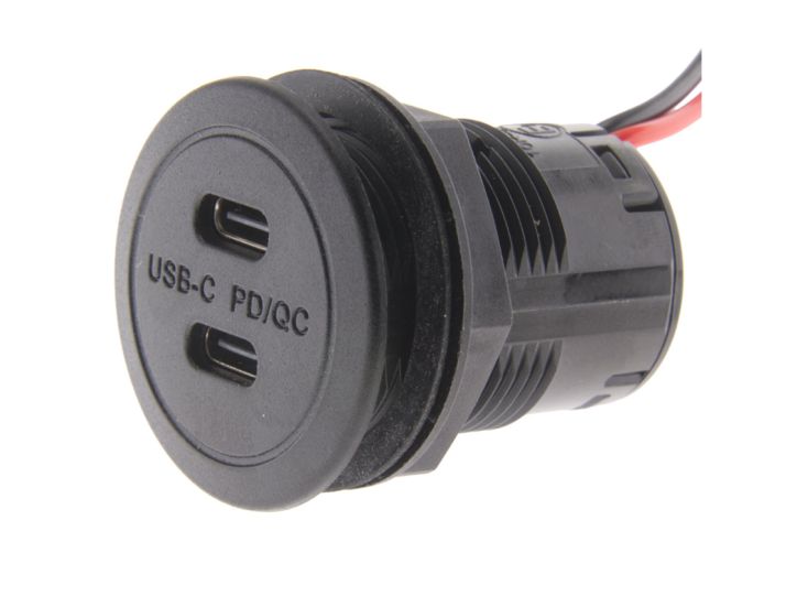 BBA 2x USB-C inbouwdoos - black