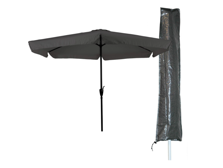 CUHOC Ø3m parasol grijs met Basic parasolhoes