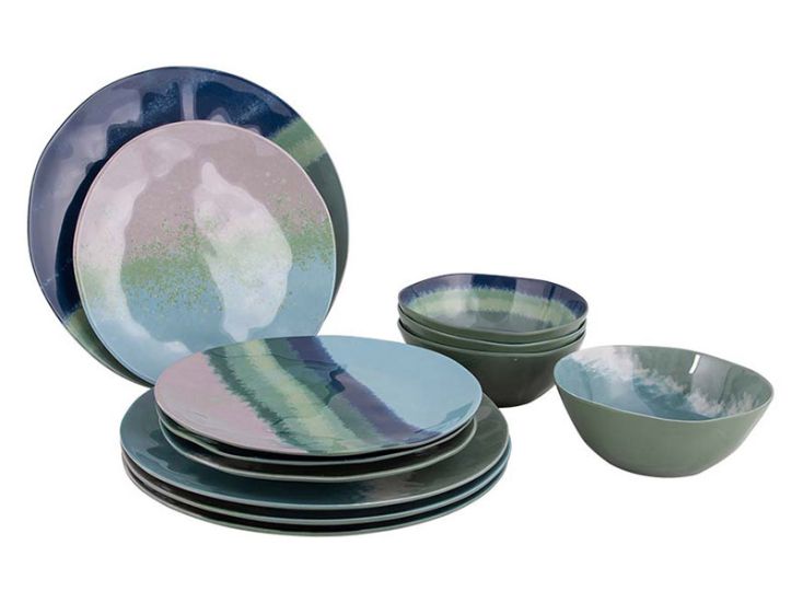 Bo-Camp Halo Blue/Green serviesset - 12-delig