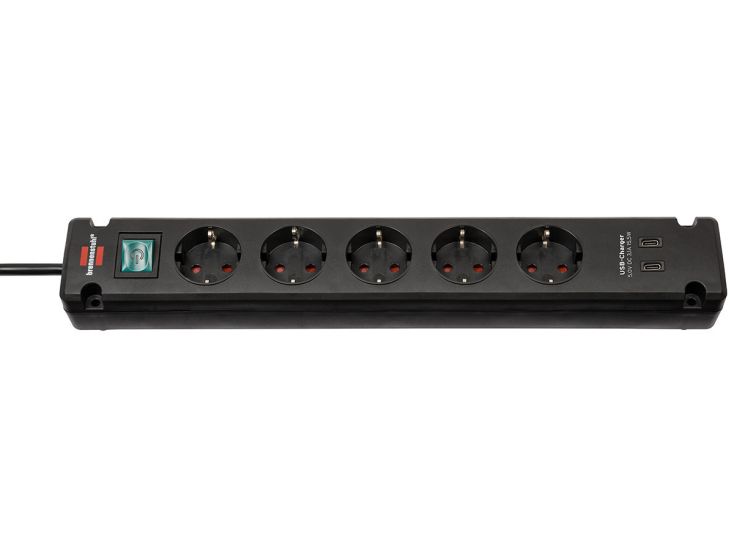 Brennenstuhl Bremounta stekkerdoos met 2 USB-C laadaansluitingen - Black