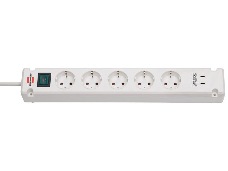 Brennenstuhl Bremounta stekkerdoos met 2 USB-C laadaansluitingen - White