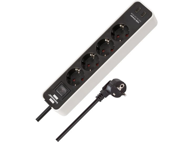 Brennenstuhl Ecolor stekkerdoos met 2 USB-C laadaansluitingen - white