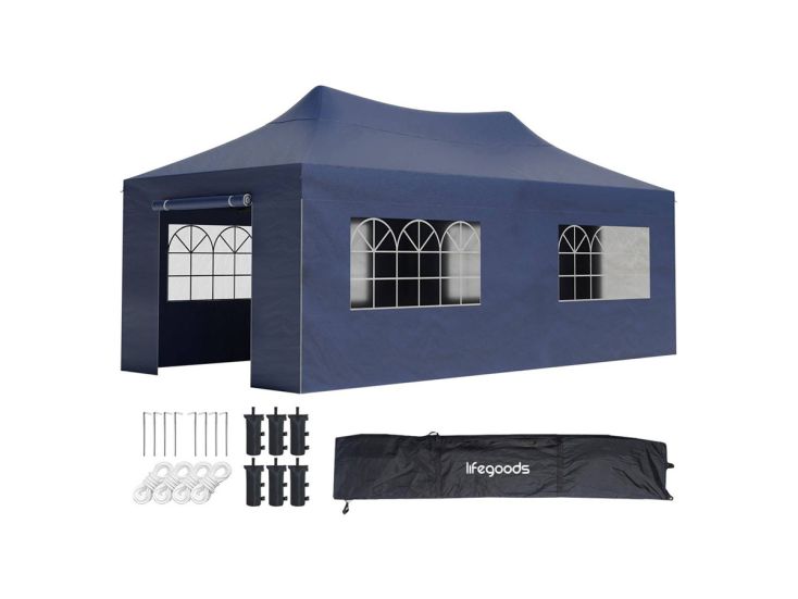 LifeGoods 3x6 m Zijwanden voor partytent - Dark Blue