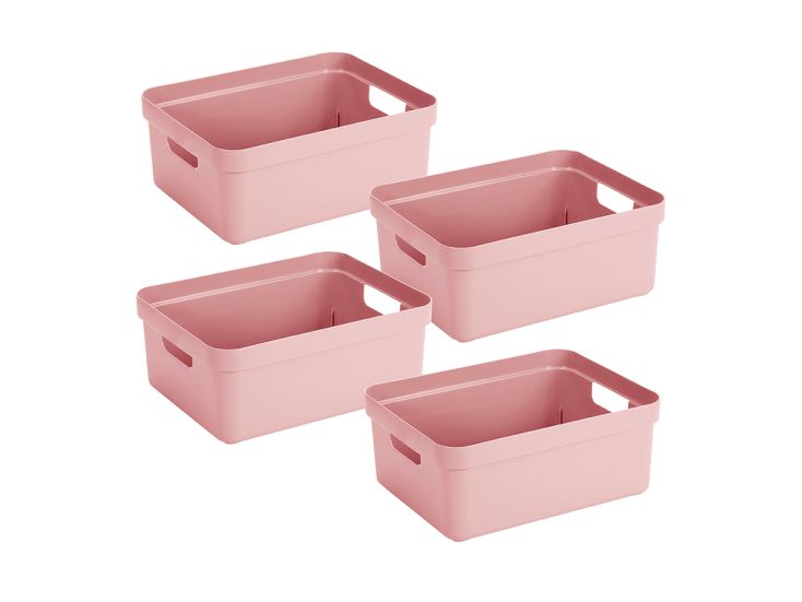 Sunware Sigma home set van 4 24L opbergbox - roze