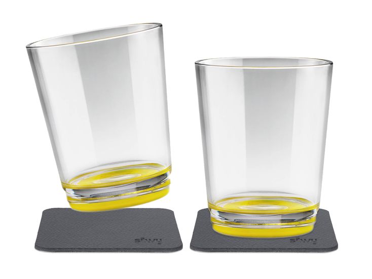 Silwy set van 2 Magnetische drinkbekers - Yellow