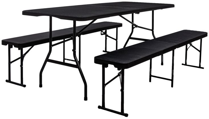 AMANKA 180x70 zwarte tuintafel met 2 banken