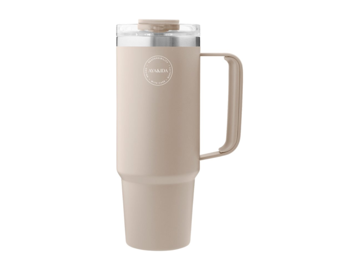 AYA&IDA 885 ml Thermosbeker met rietje - Cream