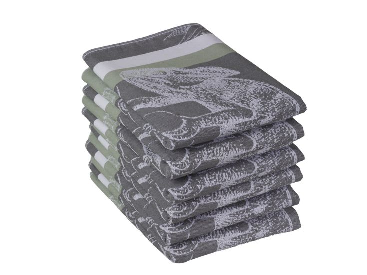 DoubleDry Jungle 50 x 70 cm set van 6 theedoeken - Grey