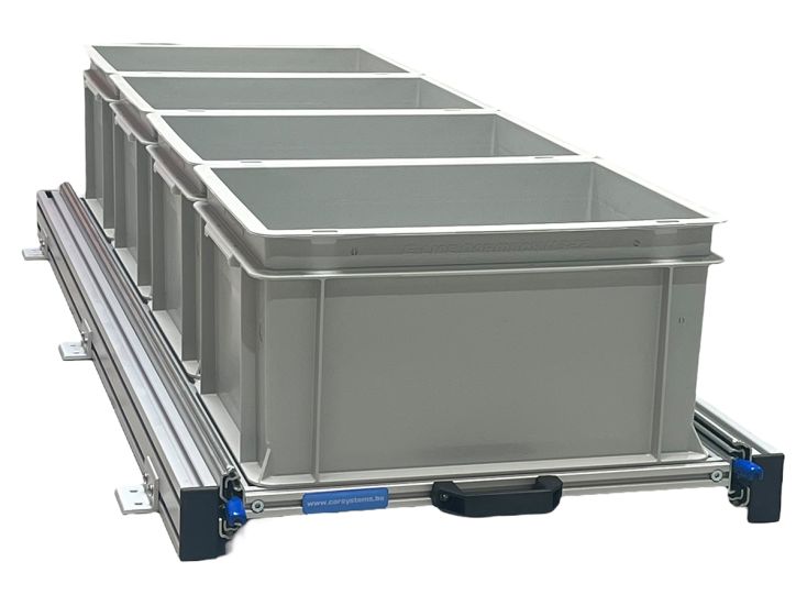 Aluminium schuifframe 120x40 cm met 4 open bakken