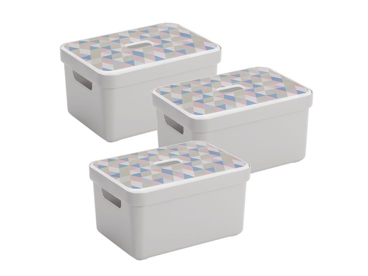 Sunware Sigma 13 liter Grey Triangel box met deksel - Set van 3