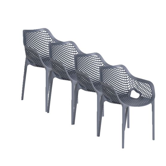 Garden Impressions Air XL 4 stuks donker grijze tuinstoelen