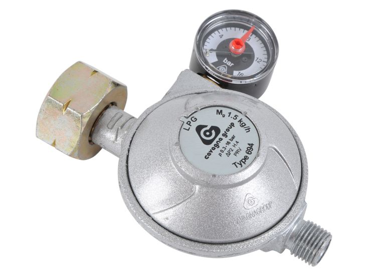 Obelink 30 mbar 1/4" links drukregelaar met manometer