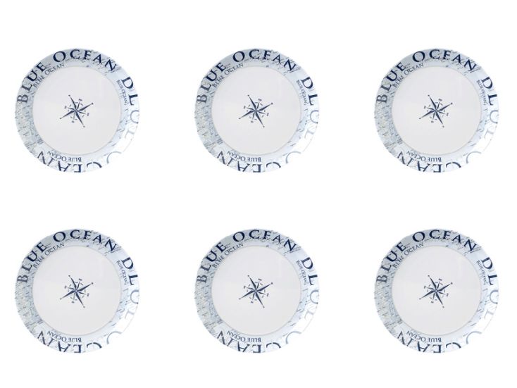 Brunner Blue Ocean Ø 25 cm bord - set van 6