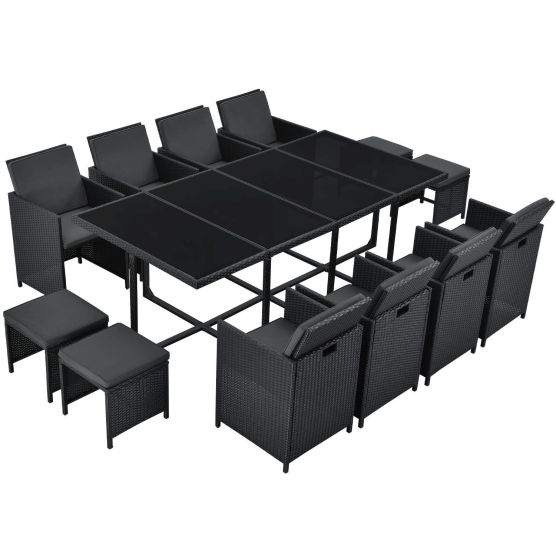 Baracoa XXL polyrotan zwarte diningset
