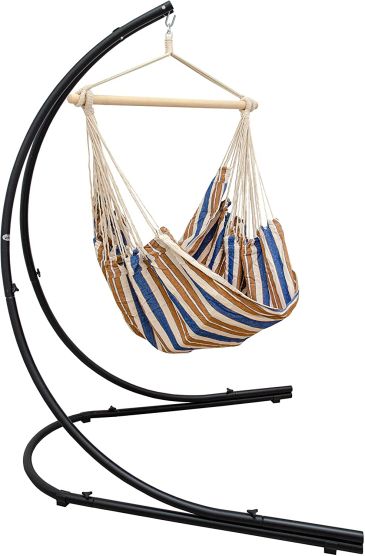 AMANKA XXL hangstoel met hangstoelframe - Striped Brown