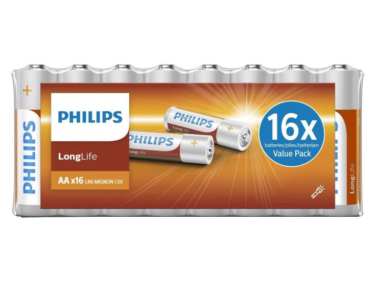 Philips LongLife AA batterijen - 16 stuks