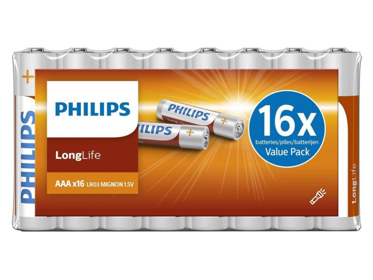 Philips LongLife AAA batterijen - 16 stuks