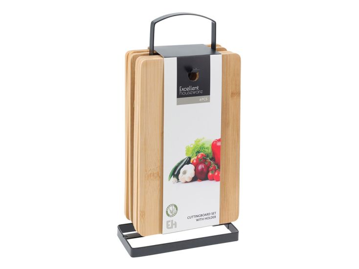 Excellent Houseware bamboe snijplanken met metalen standaard