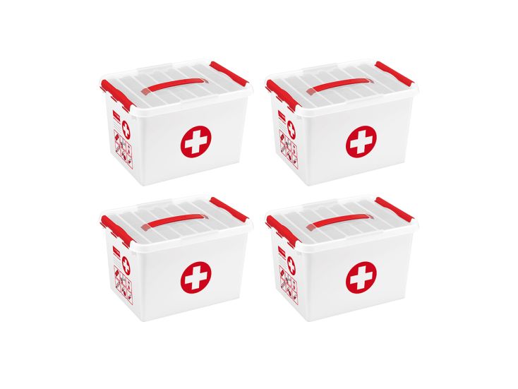 Sunware Q-line 22 liter EHBO doos met inzet - Set van 4