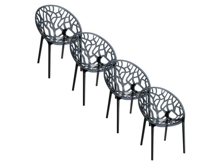 Garden Impressions Crystal set van 4 tuinstoelen - Black