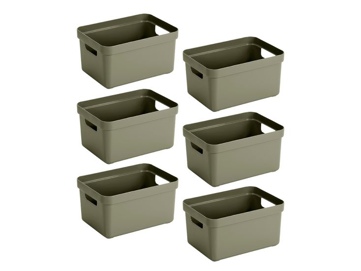 Sunware Sigma home set van 6 5L opbergbox - donker groen