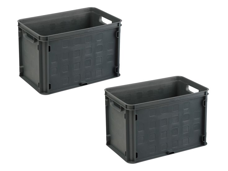 Sunware Square set van 2 gesloten 26 liter kratten - Anhtracite