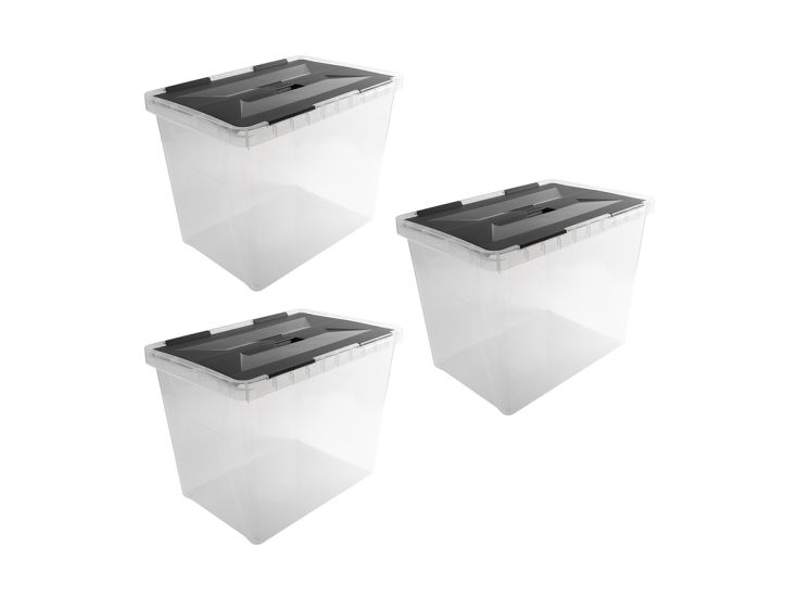 Sunware Onyx 40 liter transparant opbergbox - set van 3