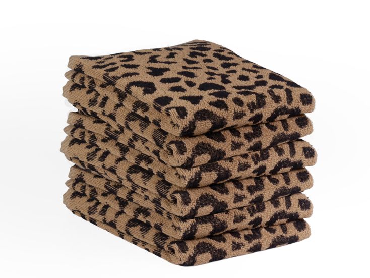 DoubleDry Luipaard 50 x 50 cm set van 6 keukendoeken - beige