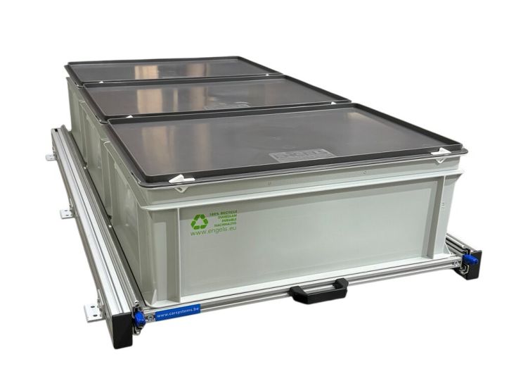 Aluminium 120x60 cm schuifframe met 3 gesloten bakken