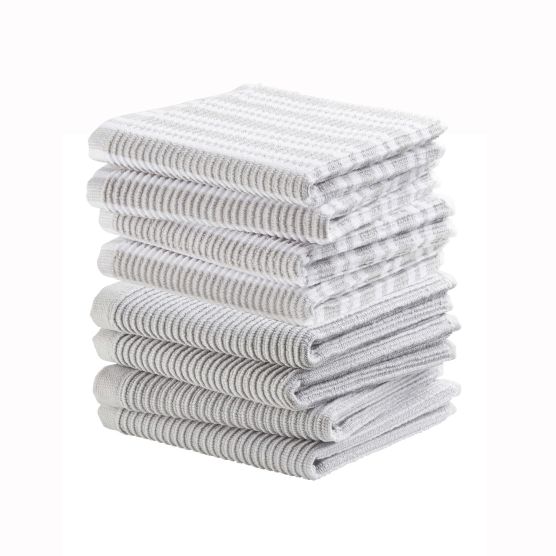DDDDD set van 4 basic en 4 classic vaatdoeken - Light Grey