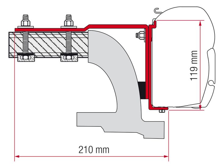 Fiamma F45/F43 adapter Mercedes Vito voor 2004
