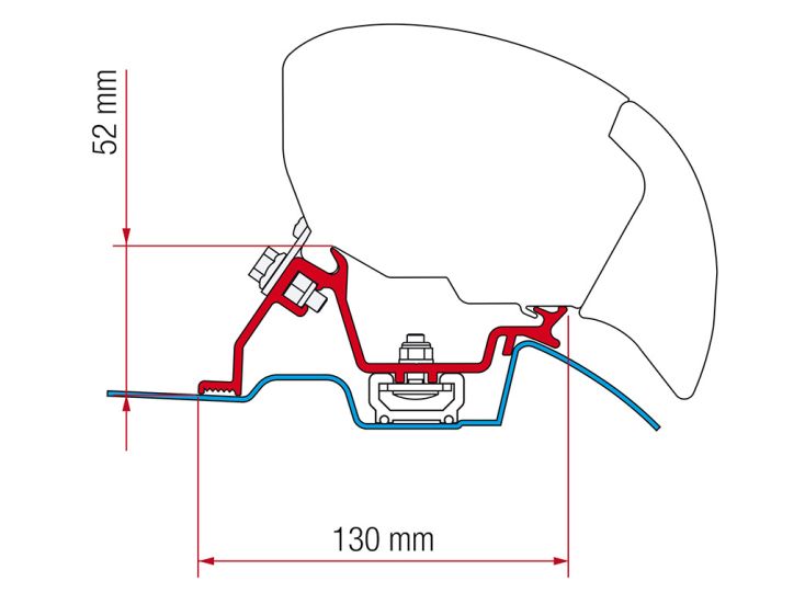 Fiamma F80/F65 adapter Sprinter with Roof-Rail na 06-2006
