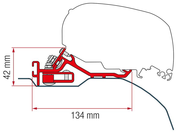 Fiamma F80 adapter Ducato L2/L3 H2 >2006 laag
