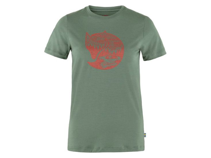 Fjällräven Abisko Wool Fox SS Patina Green dames T-shirt
