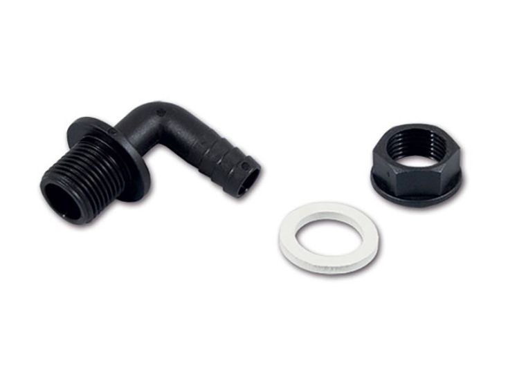 Haakse Ø 13 mm 1/2 slangaansluiting