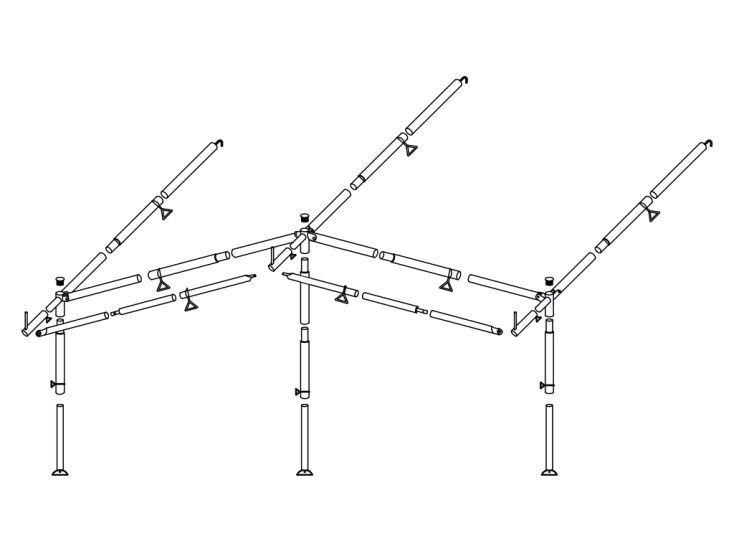 Tweedekans Obelink voortentframe staal 25 mm maat 8 - 10